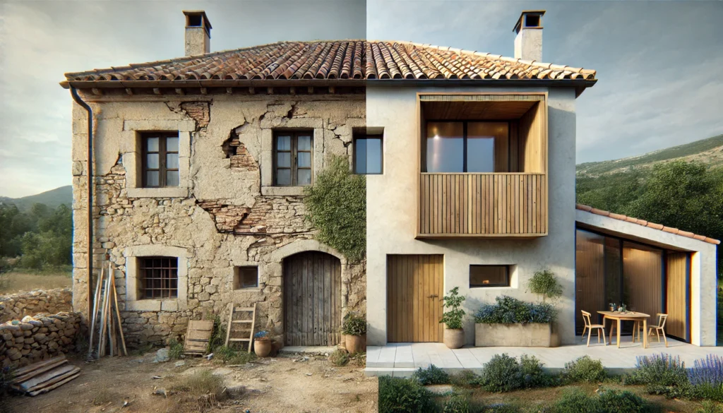 Imagen conceptual del antes y despues de la reforma de una vivienda